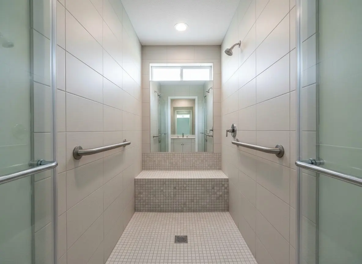 Bench and rails added to a shower in Whitehall