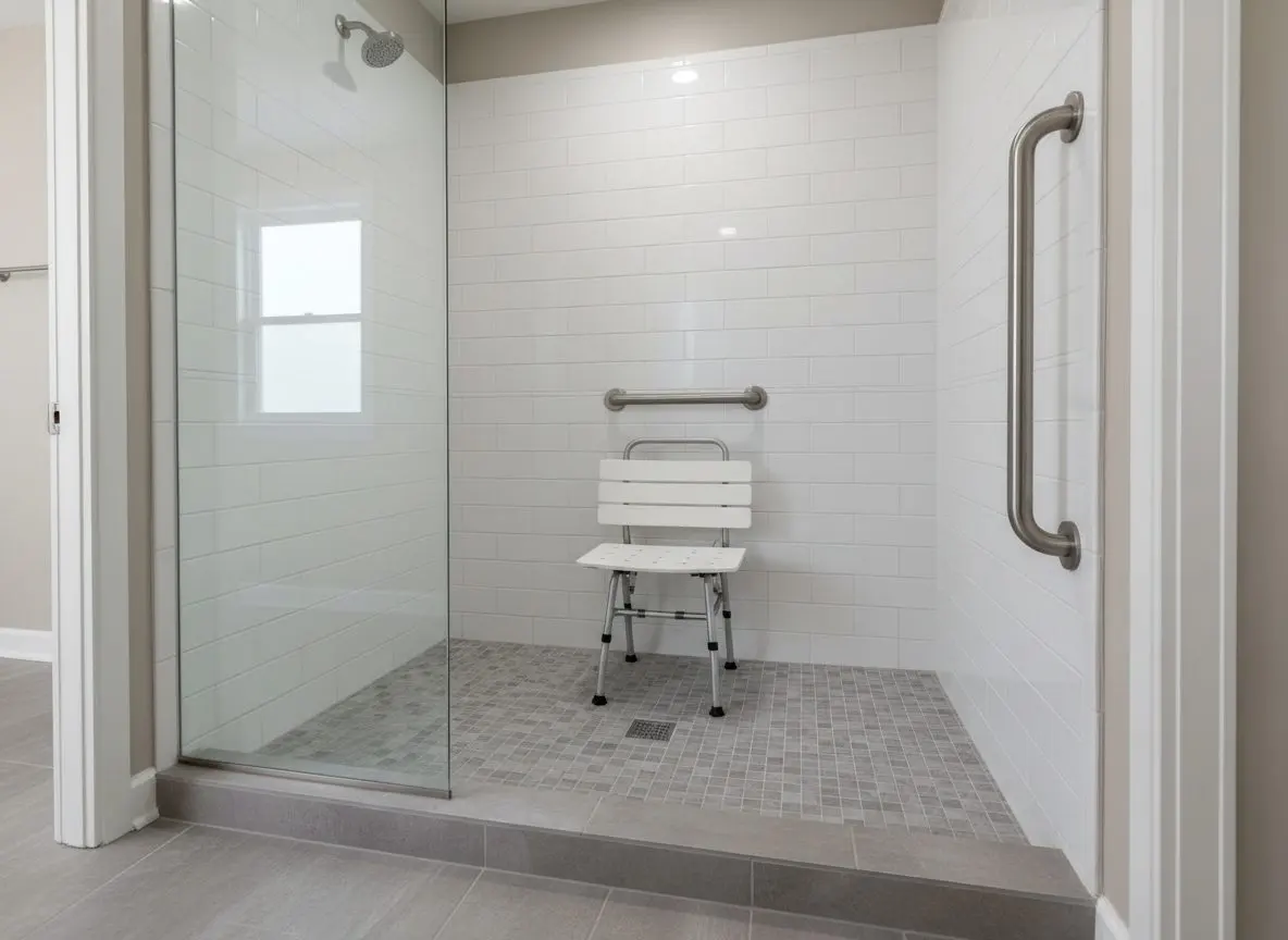Curbless shower before a discharge in Allentown