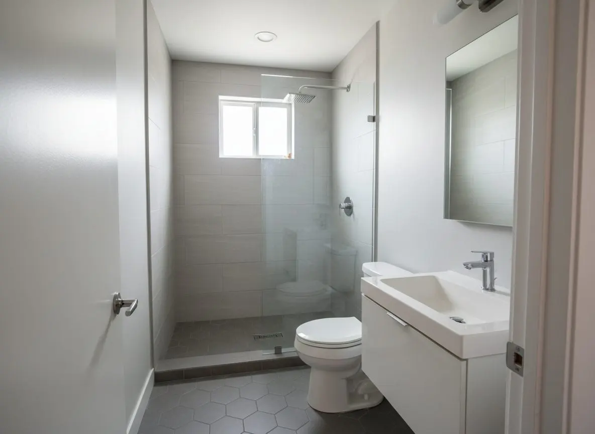 Curbless shower in a rowhouse bath in Allentown